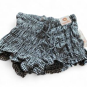 Black and White Gingham Ruffle Shorts
